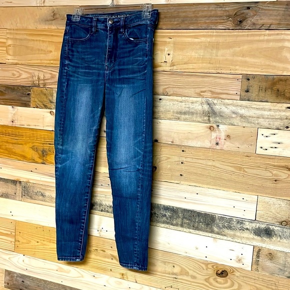 American Eagle size 2 short next level stretch super high-rise dark wash jegging - Picture 1 of 13